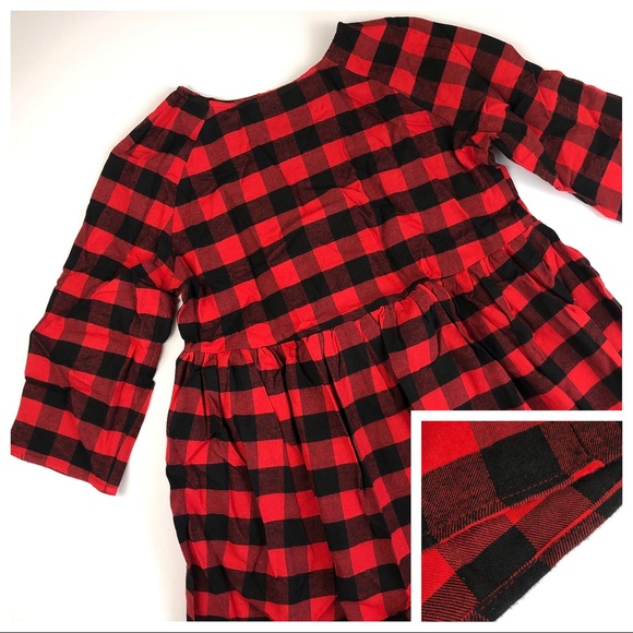 Plaid Flannel Red & Black A-line Mini Dress - Picture 8 of 8